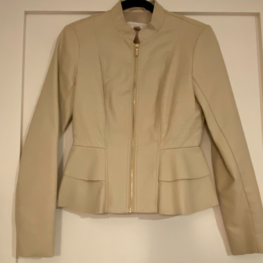 Beige Fake Leather Jacket